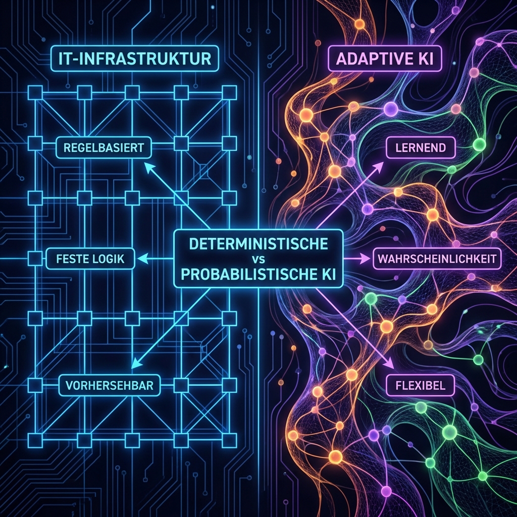 Vergleich: Deterministische IT vs. Probabilistische KI