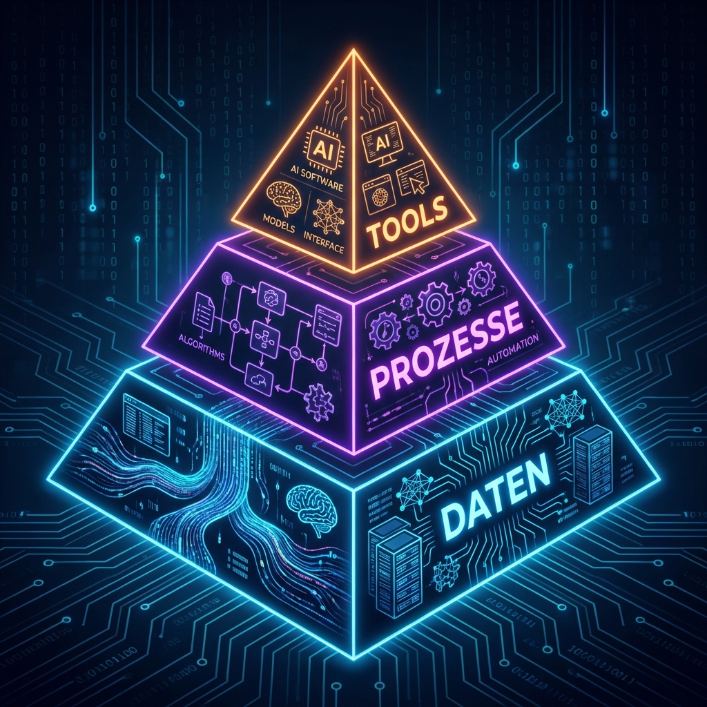 Die KI-Einführungs-Pyramide: Daten > Prozesse > Tools